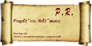 Pogács Rémusz névjegykártya